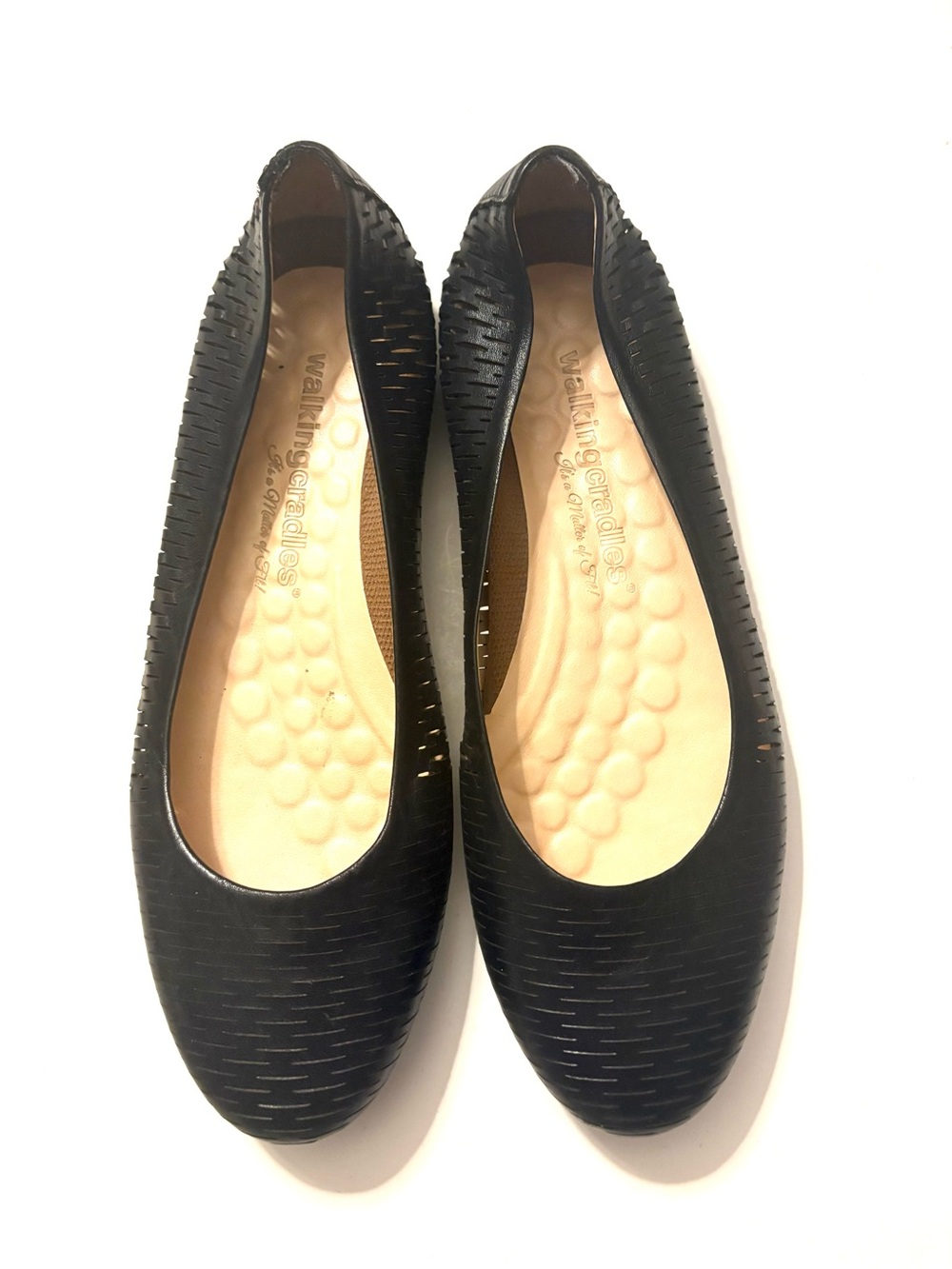 WALKING CRADLES Blaire Perforated
Leather Ballet Flat Shoes, black